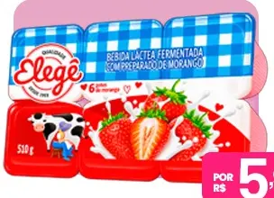 Bebida láctea fermentada Elegê morango Elegê